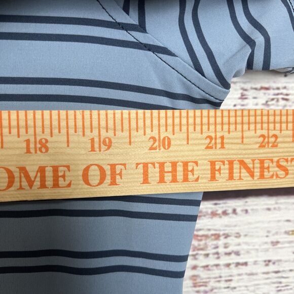 G/FORE Performance Golf Polo Blue Split Stripe Color Block Stretch Medium NWT - Picture 12 of 13